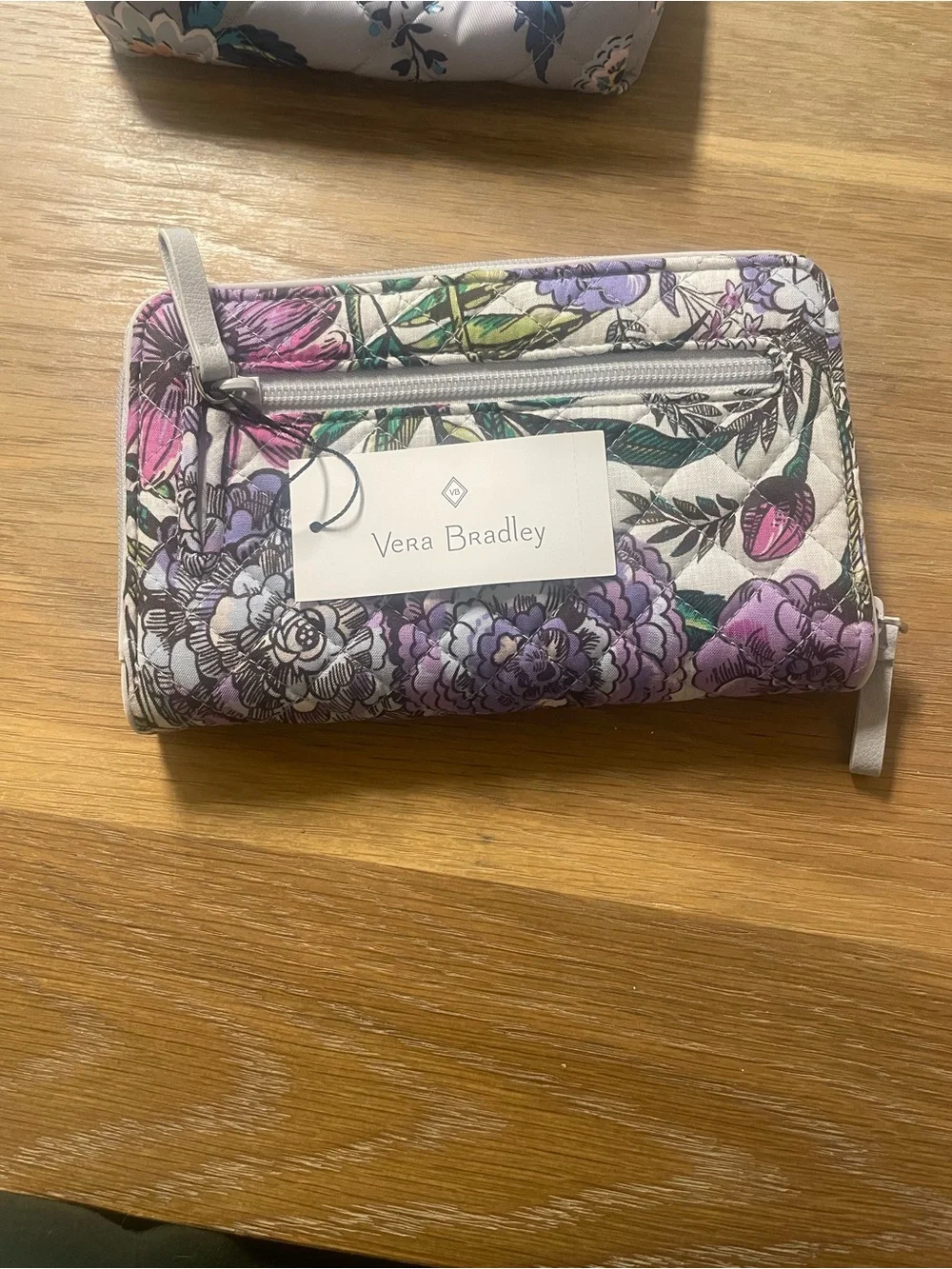 Vera Bradley Quilted Floral Zip Wallet in Purple, Pink and White